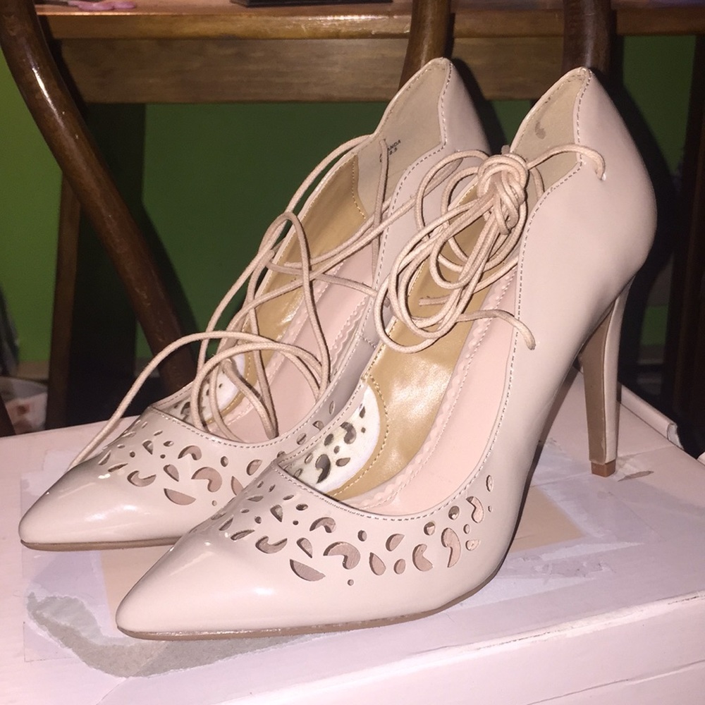 Nude Lace Up Pumps